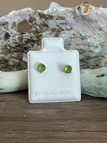Sterling Silver Round 4mm CZ Color Birthstone Stud Earrings