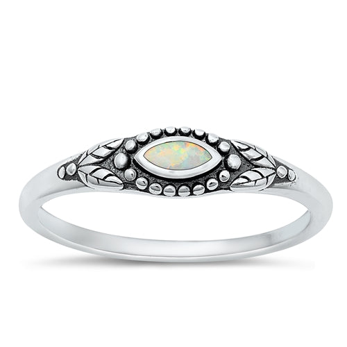Sterling Silver White Lab Opal Band