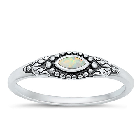 Sterling Silver White Lab Opal Band