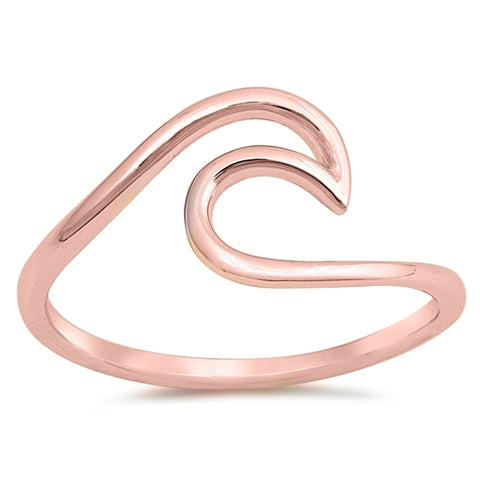 Sterling Silver Rose Gold Wave Ring