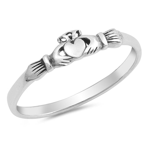 Sterling Silver Solid Claddagh Band