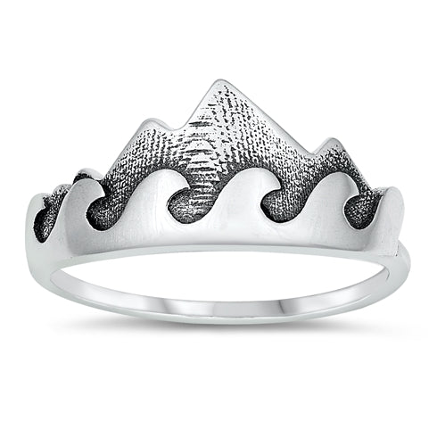 Sterling Silver Mountain Range & Waves Ring