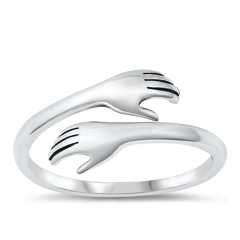 Sterling Silver Hugging Hands Ring