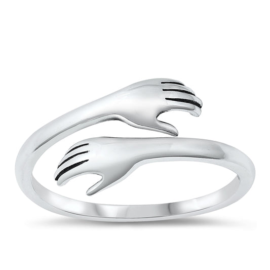 Sterling Silver Hugging Hands Ring