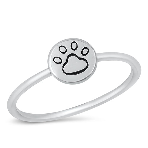 Sterling Silver Little Stamped Paw Ring
