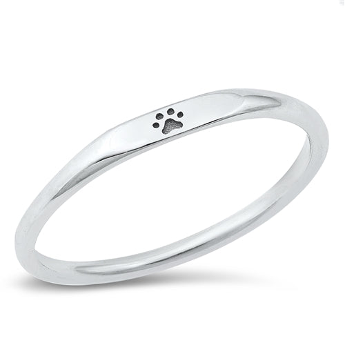 Sterling Silver Solid Paw Print Band