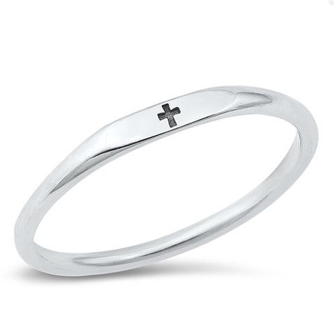 Sterling Silver Cross Stacking Solid Band