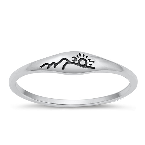 Sterling Silver Sun & Mountains Ring