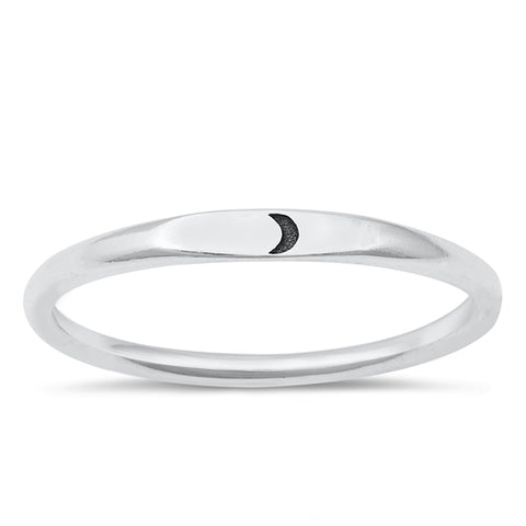 Sterling Silver Solid Crescent Moon Band