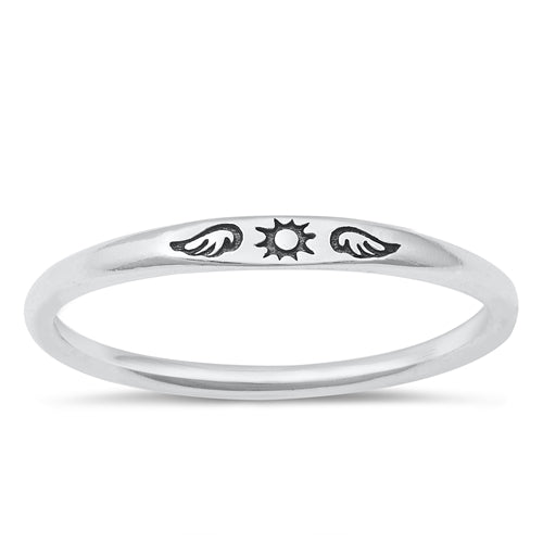 Sterling Silver Sun & Wngs Solid Band