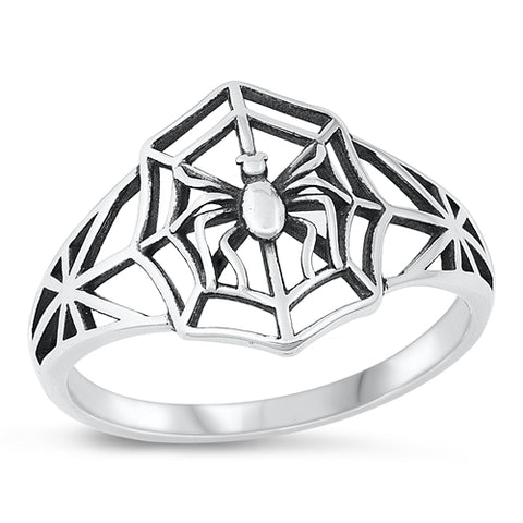 Sterling Silver Spider & Web Ring