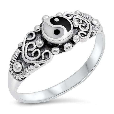 Sterling Silver Yin Yang Stone Ring
