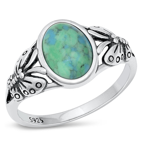 Sterling Silver Turquoise Stone Butterfly Ring