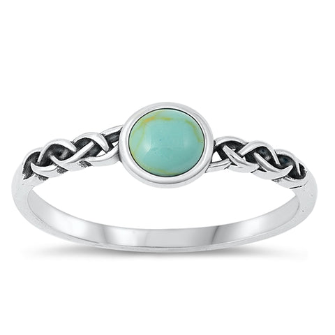 Sterling Silver Turquoise Weave Band Ring
