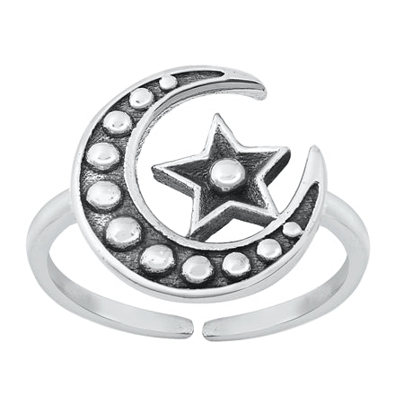 Sterling Silver Moon & Star Toe Ring