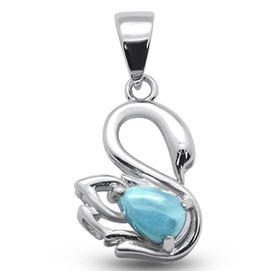 Sterling Silver Larimar Stone Swan Pendant