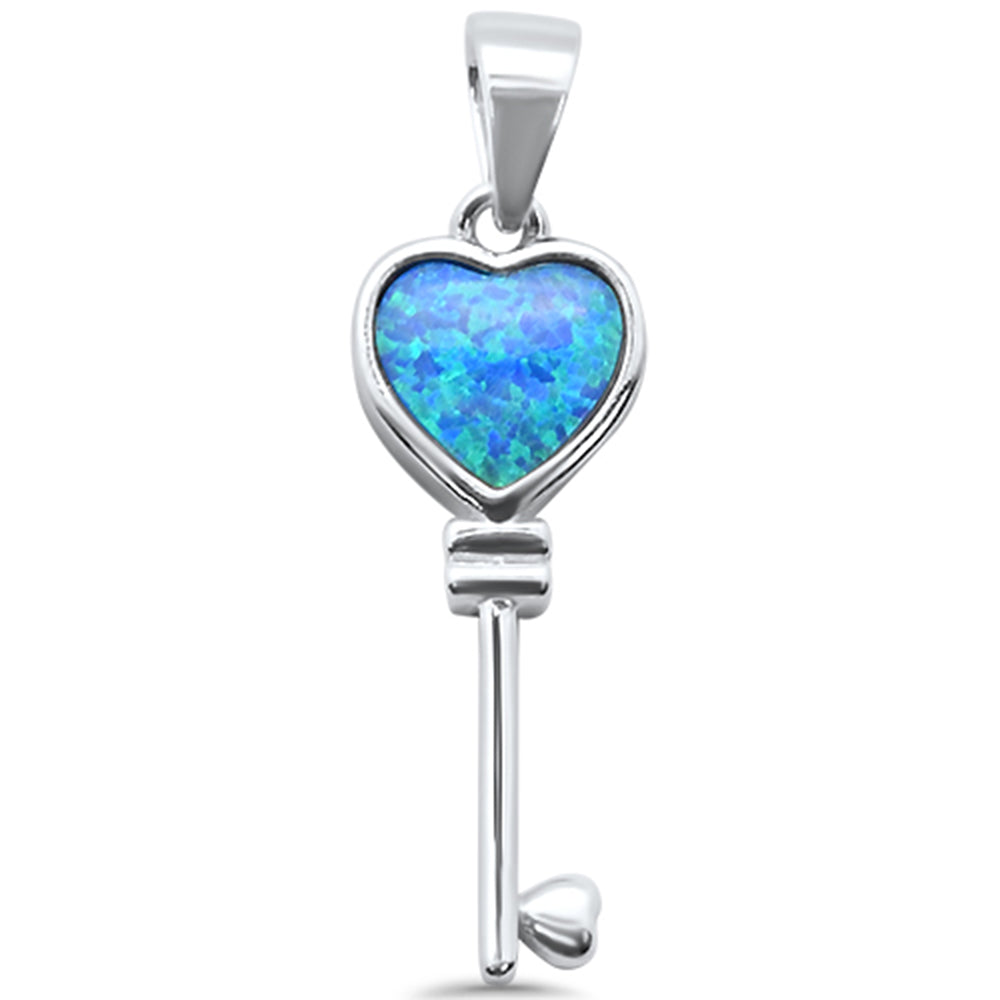 Sterling Silver Opal Key Pendant