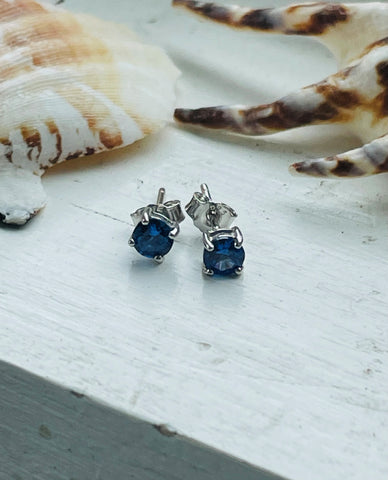 Sterling Silver Round 4mm CZ Color Birthstone Stud Earrings