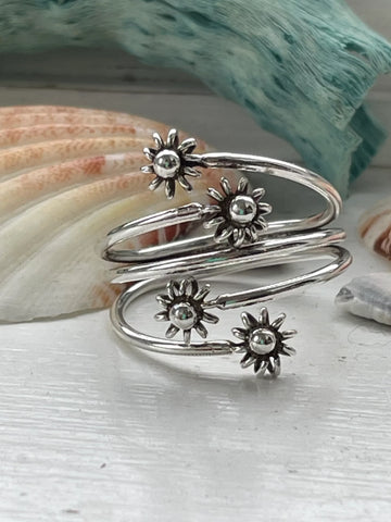 Sterling Silver Sunflower Wrap Ring